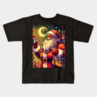 Captivating Christmas: Unleash Cheer with Unique Santa Claus Illustrations! Kids T-Shirt